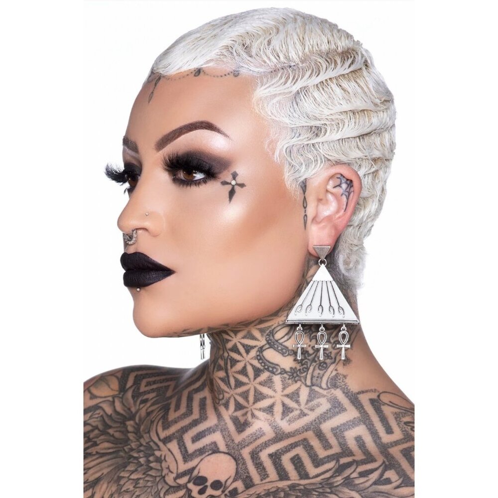 Killstar ✦ Heaven Sent Earrings ✦ Ankh Charm Dangles Celestial Gothic Black NWT